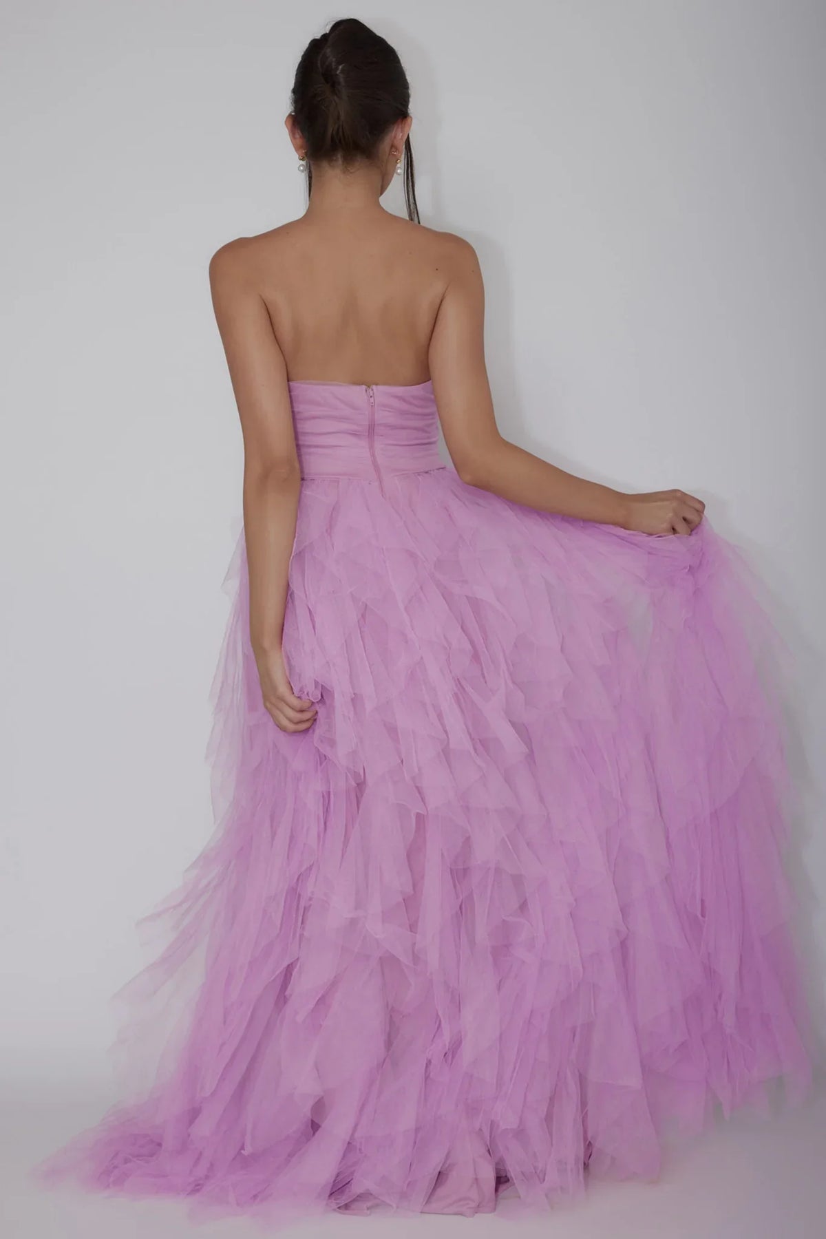 Orchid Maxi Dress with Strapless Tulle Cascade