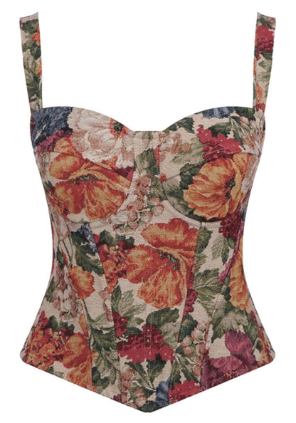Multicolor Floral Structured Bustier Top